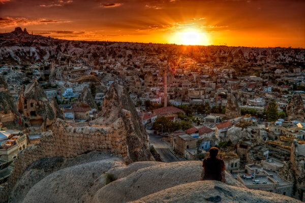 Tramonto su Göreme Cappadocia