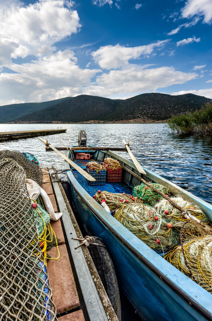 Ready for fishing, Lesser Lake Prespa, Macedonia, Greece