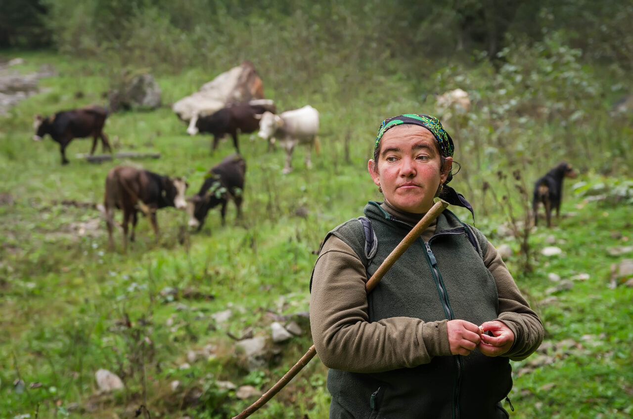 Young shepherdess, Maramures, Romania