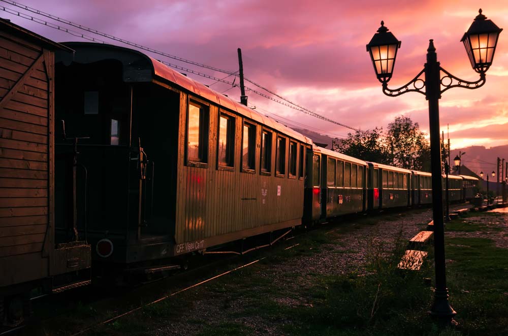 Mocănița train at the station